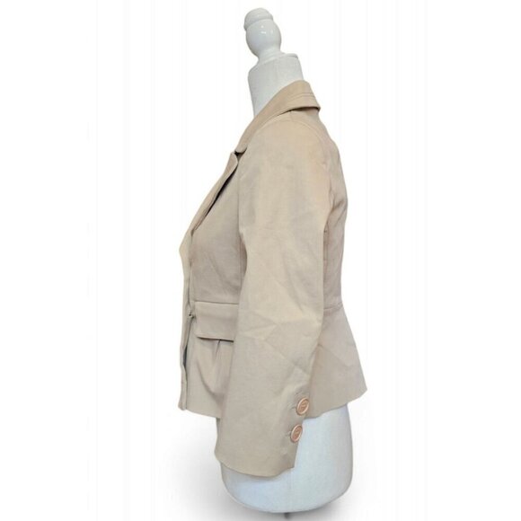 NWT PINKO pavida caban tan beige short 3/4 sleeve jacket made in Italy size 6 - Picture 3 of 12